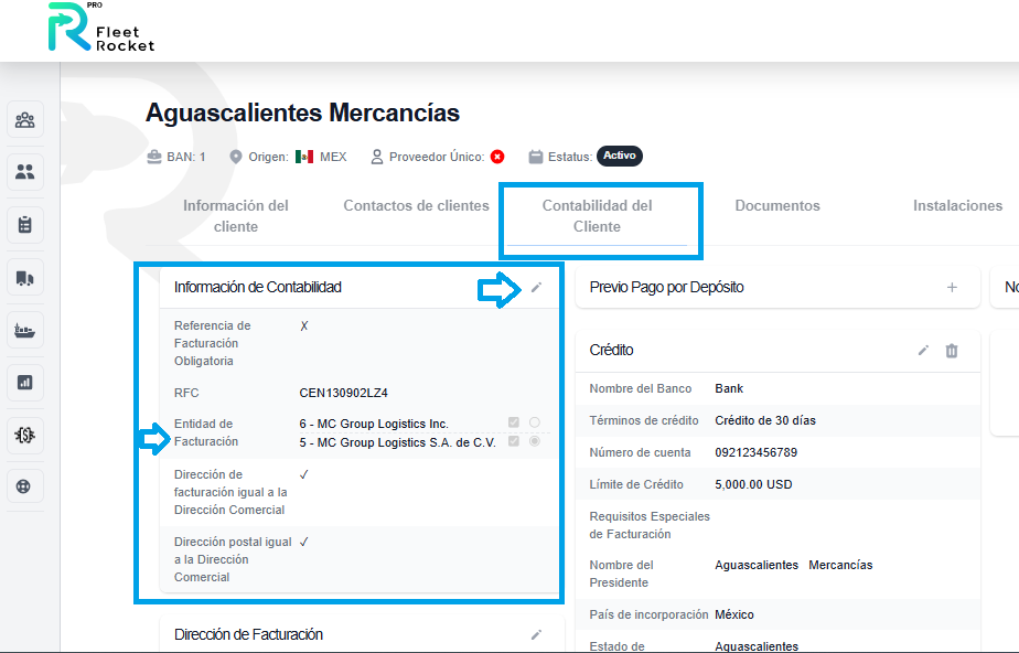seleccion de entidades facturacion razones sociales en fleet rocket tms 3.png