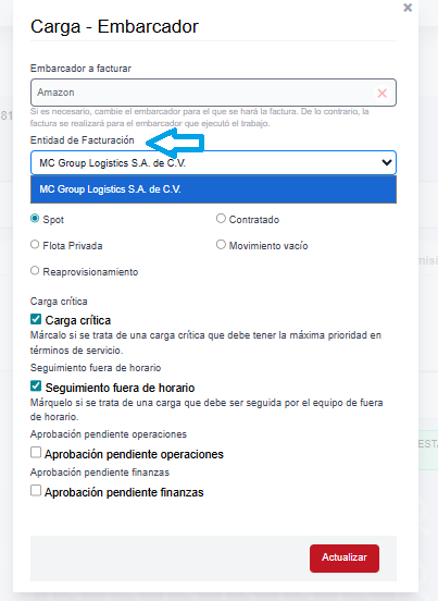 seleccion de entidades facturacion razones sociales en fleet rocket tms 6.png